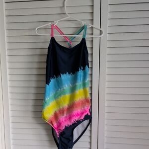 SO Kids Navy and Rainbow One Piece Swimsuit